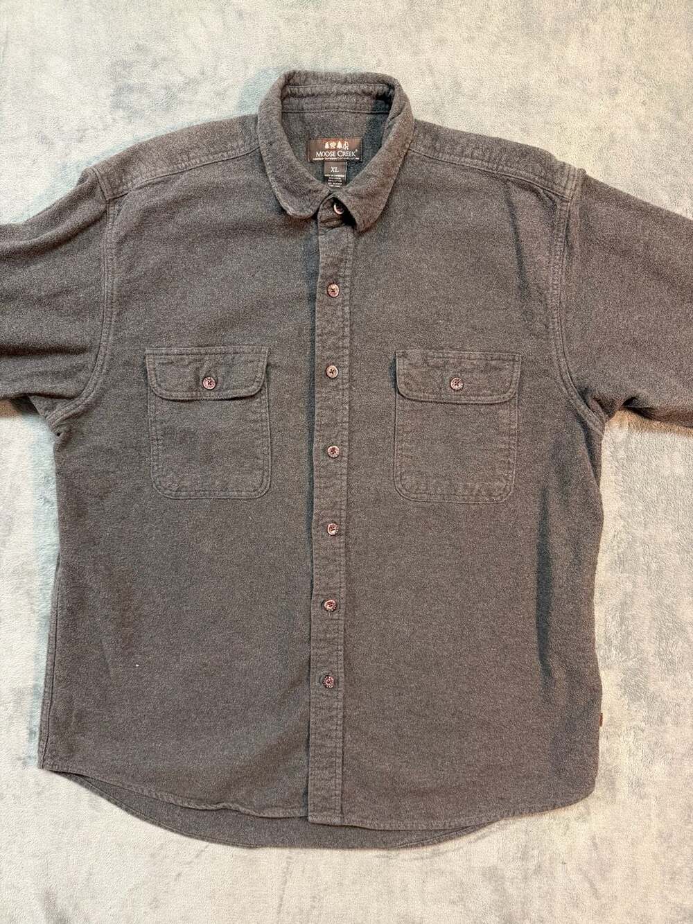 Moose Creek Men's Heavyweight Chamois Flannel Button-Up Workwear Shirt Gray XL